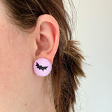 {Chalk Walk - Pink Hearts} Button Earrings