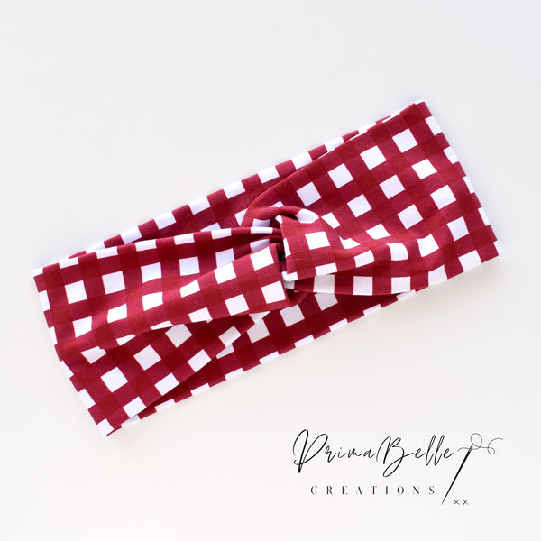 {Red Gingham} Stretchy Twisted Headwrap