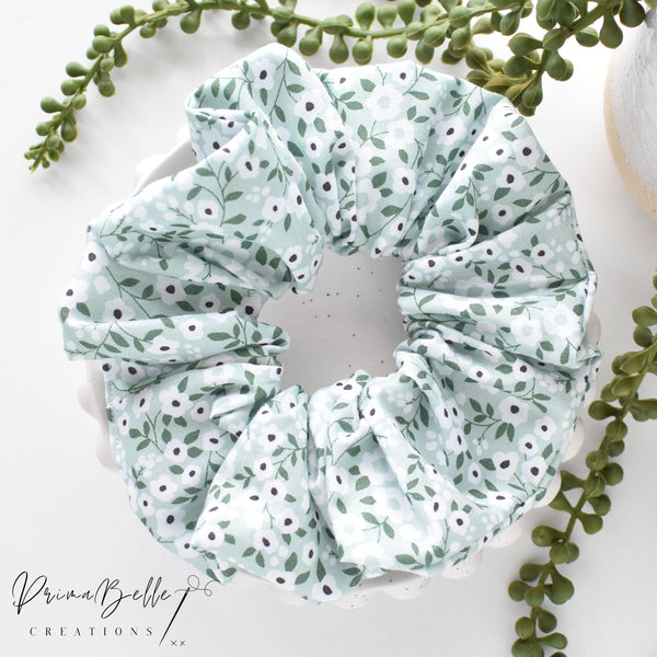 {Sage Floral} Chunky Scrunchie