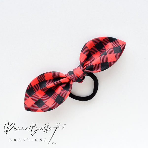 {Black & Red Plaid} Bow Hair Tie