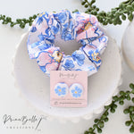 {Rayne Floral} Scrunchie + Button Earrings Set