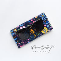 {Folk Floral on Navy} Glasses Pouch