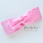 {Pink Mini Gingham} Twisted Headwrap