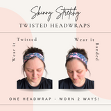 {Sofia Floral - Blue} Skinny Stretchy Twisted Headwrap